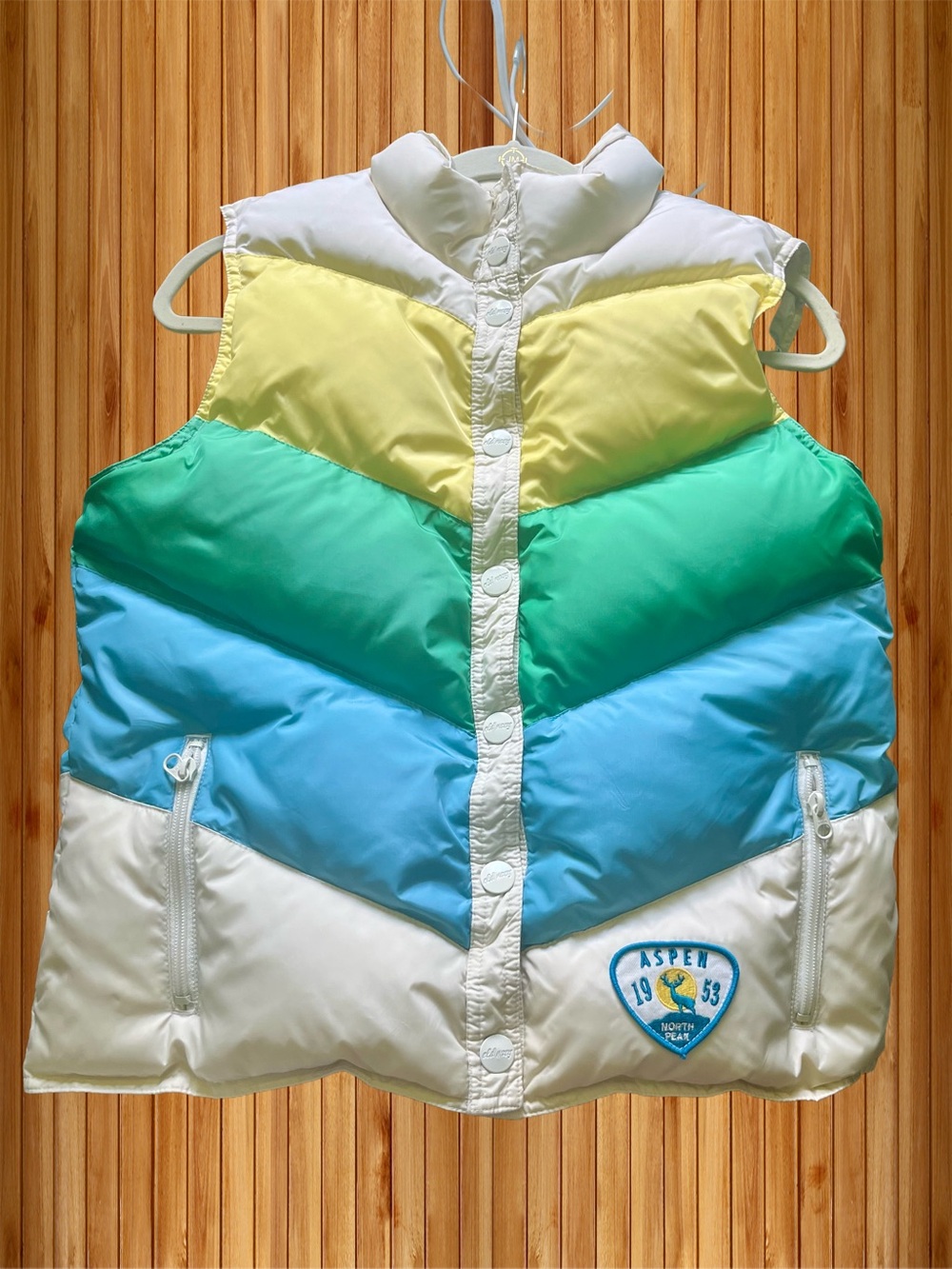 EUC Old Navy Vintage Retro Colorblock Puffer Vest Size L - Picture 4 of 16